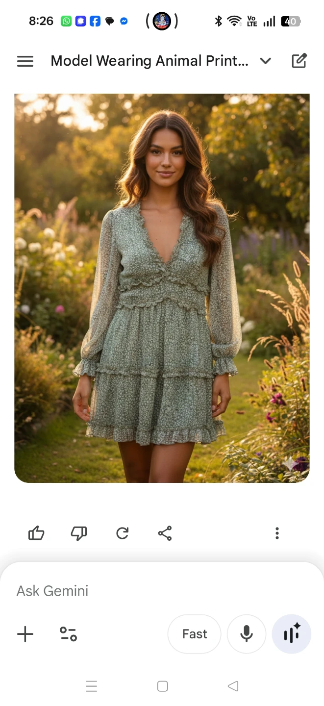 Floral Print Ruffle Mini Dress - Sage Green