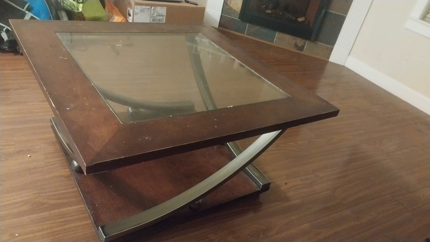 Wood and Glass Coffee Table