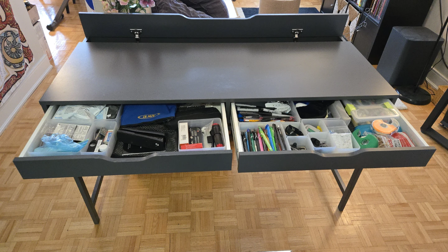 FREE Desk - Ikea Alex desk, dark grey, great condition - photo 3