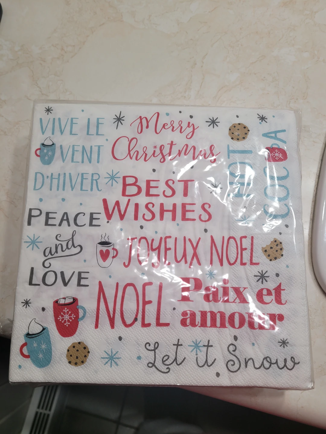 Christmas Napkins - Merry Christmas & Joyeux Noel - photo 2