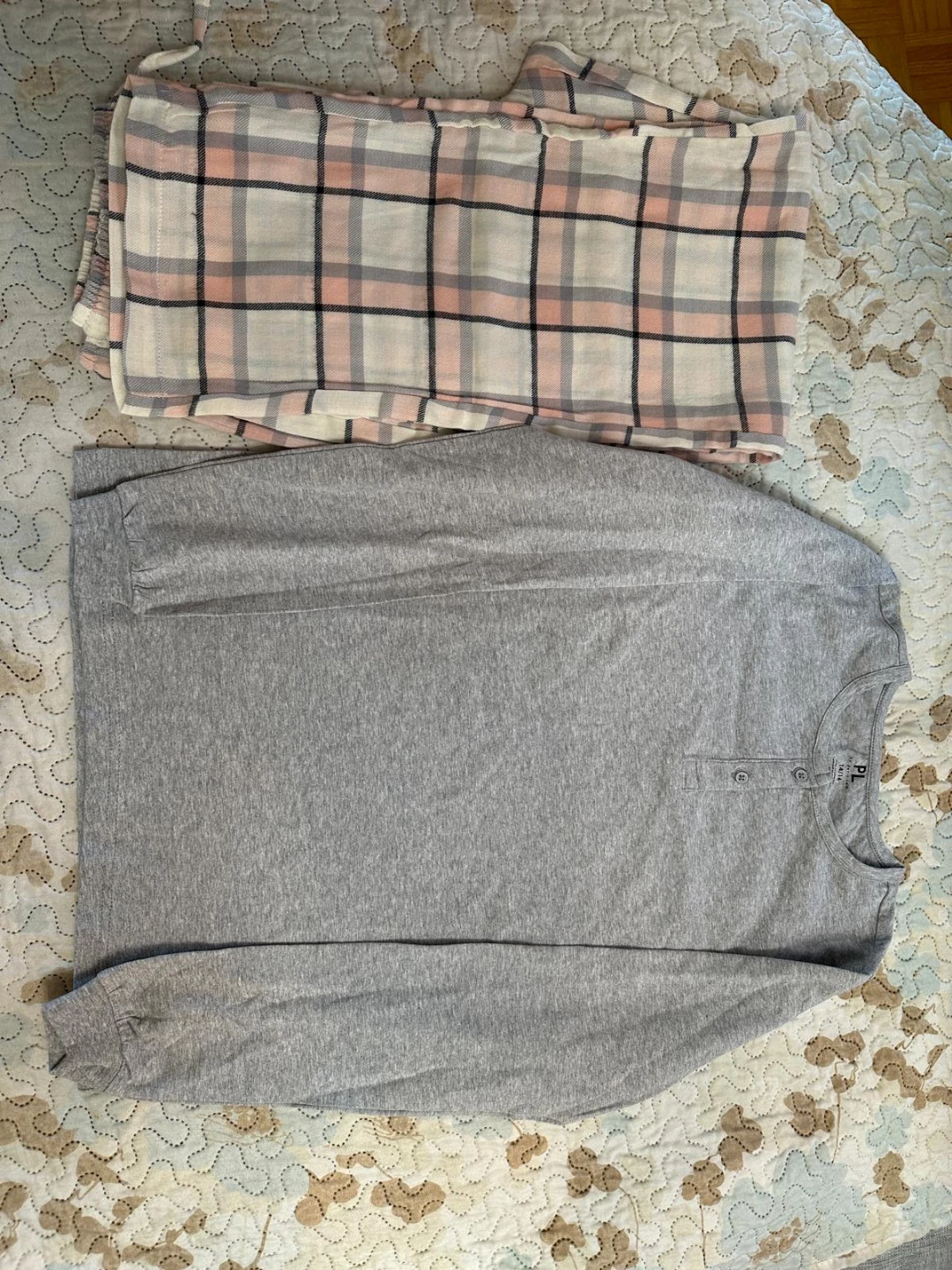PJ Harlow Long Sleeve Henley Pajama Set - Grey