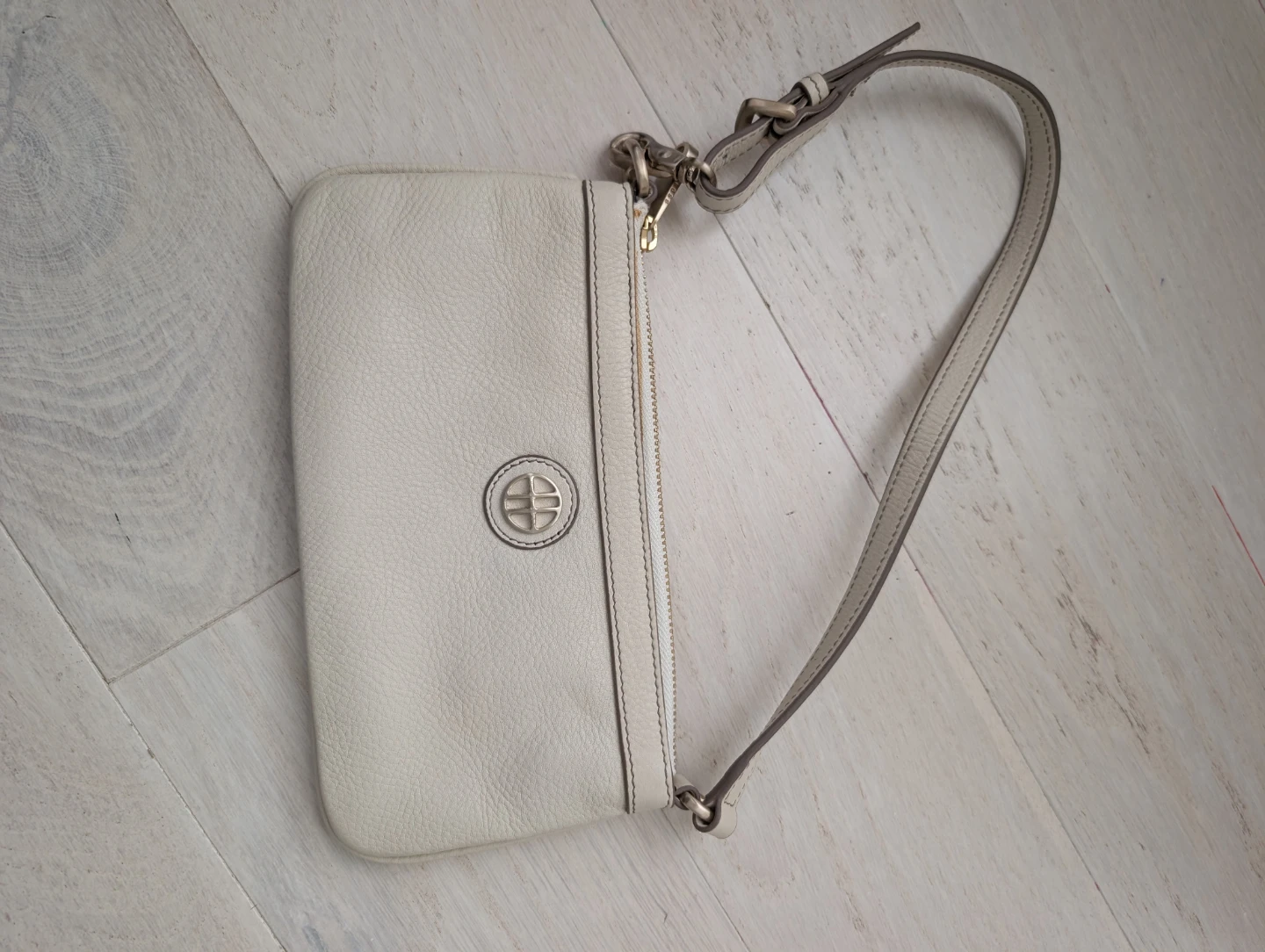 Hugo Boss Cream Genuine Leather Wristlet Clutch
