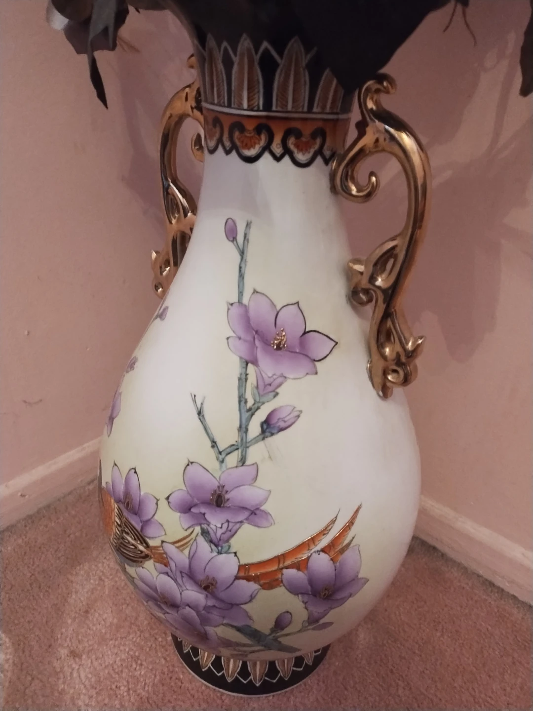 Decorative Vase with Floral and Bird Design - photo 2