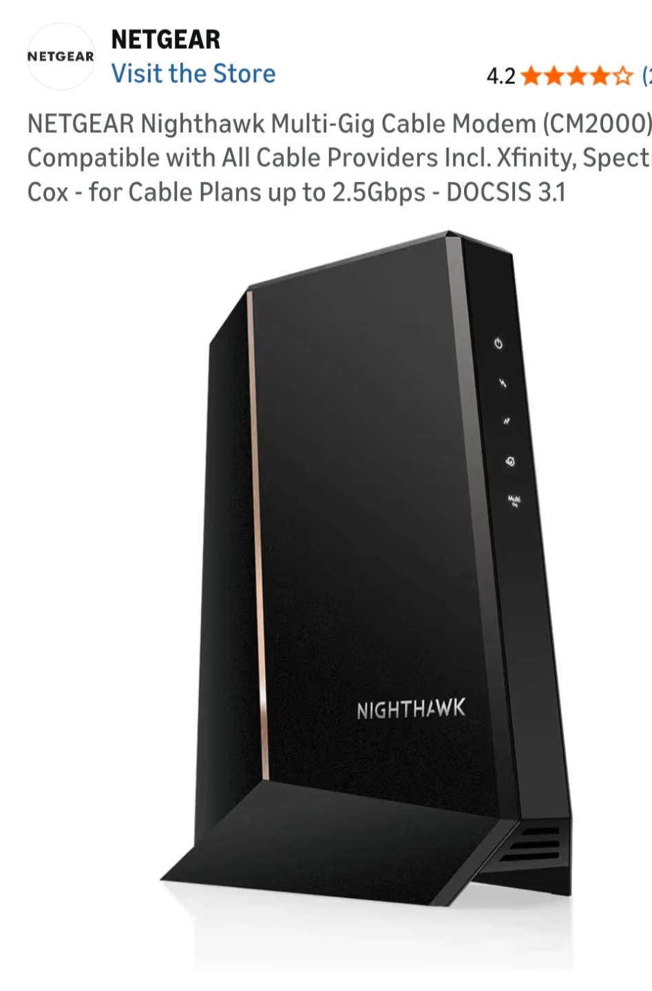 NETGEAR Nighthawk CM2000 2.5Gbps Cable Modem