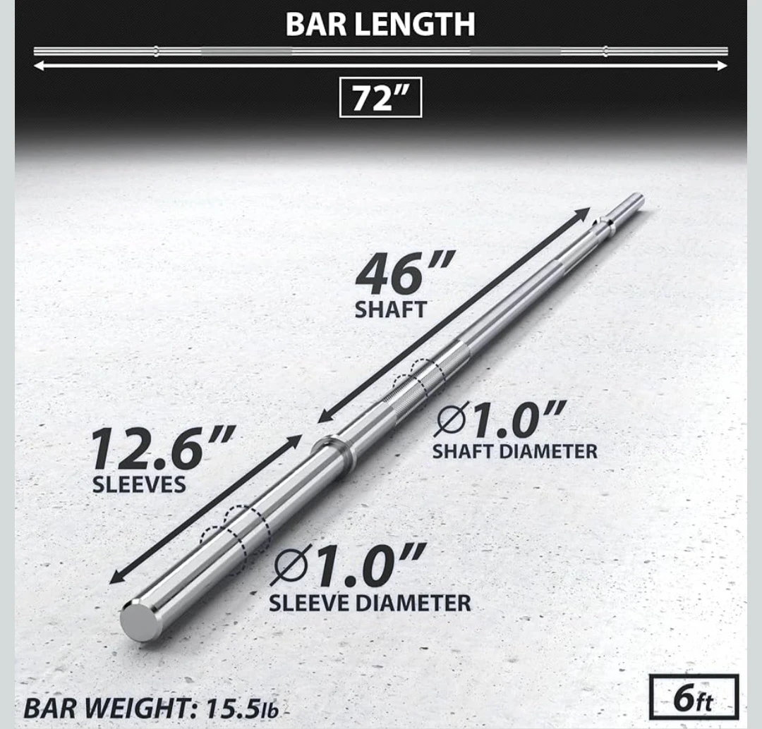 6ft One Inch Barbell with 350lb Capacity - photo 2