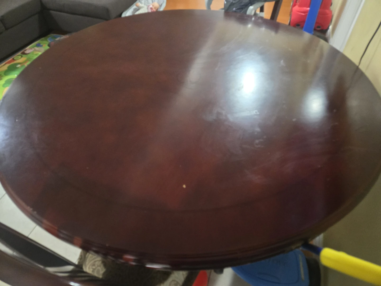 Round Dining Table with Ornate Base