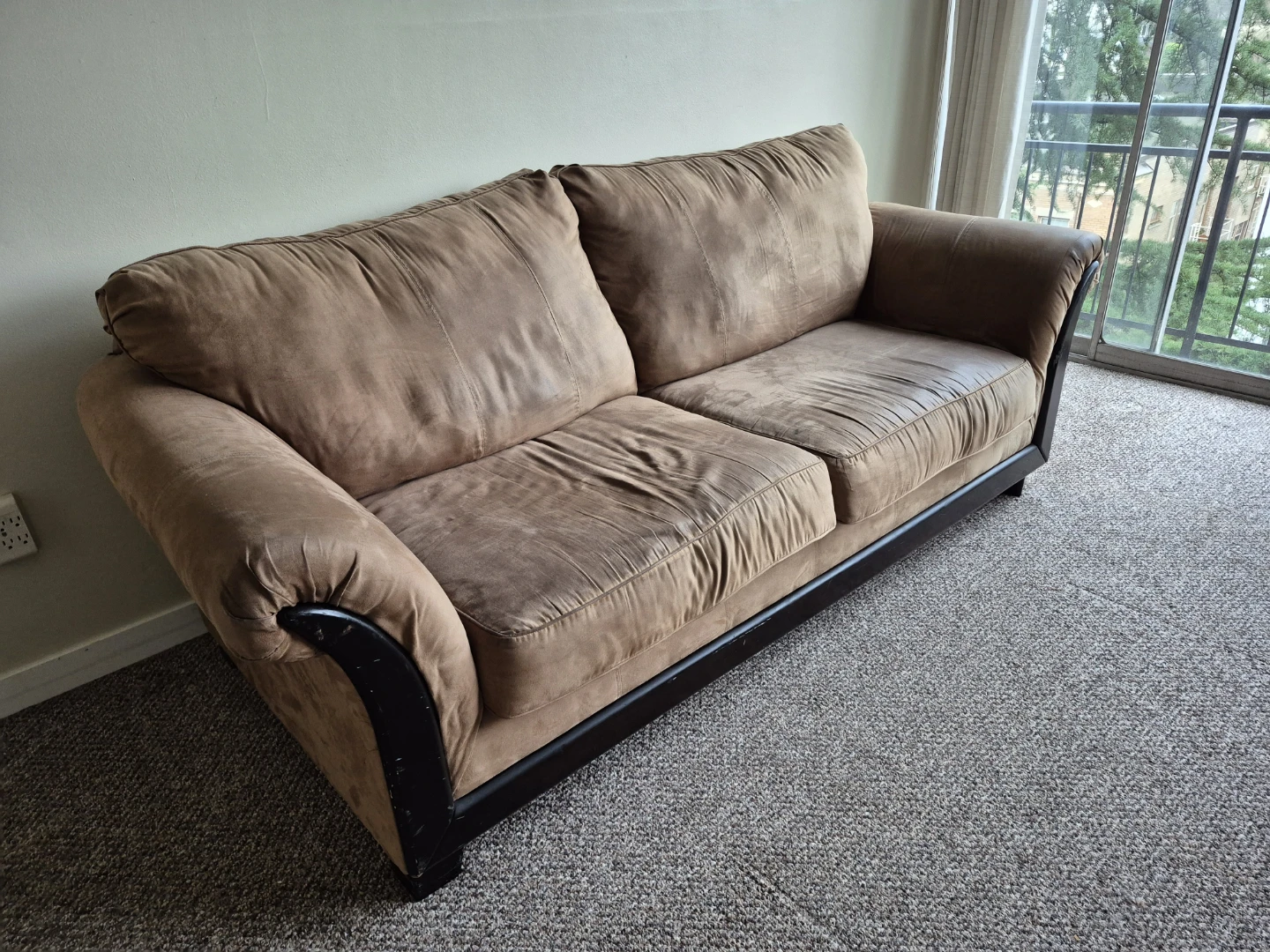 Tan Suede Sofa (delivery available) - photo 4