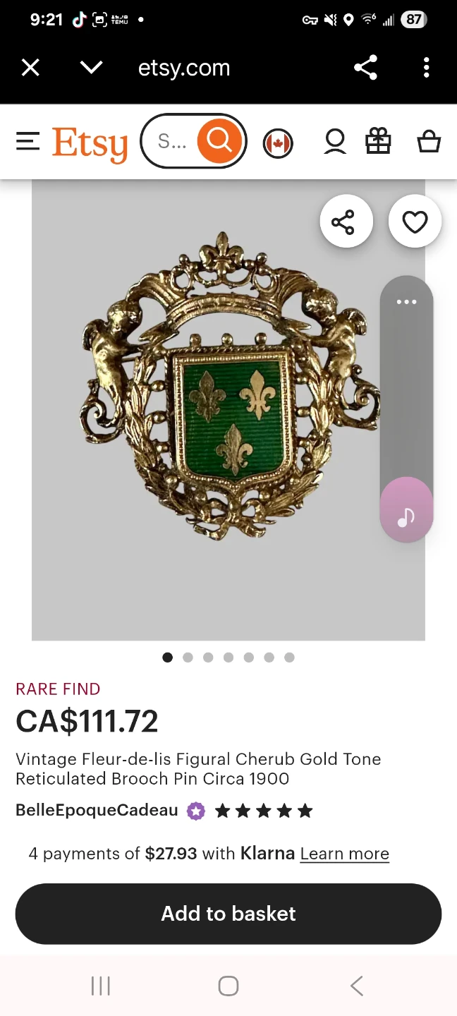 Vintage Fleur-de-lis Cherub Brooch Pin 🥕