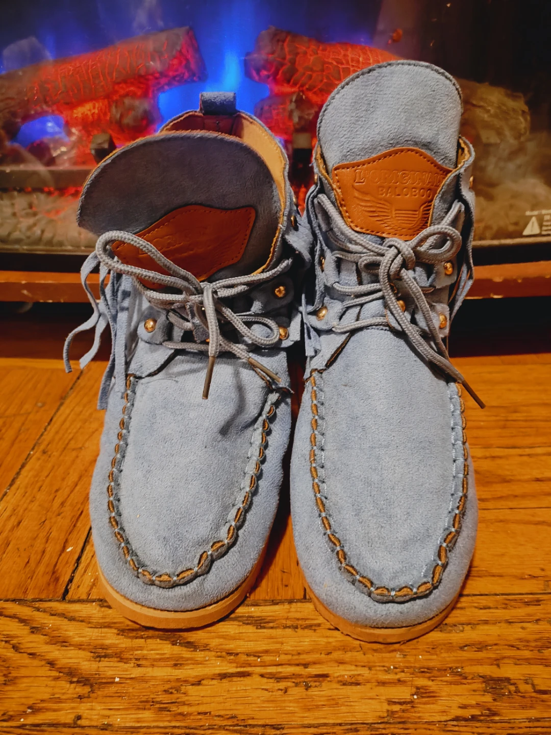 🏆 foe Suede Moccasin Boots - Light Blue size 41