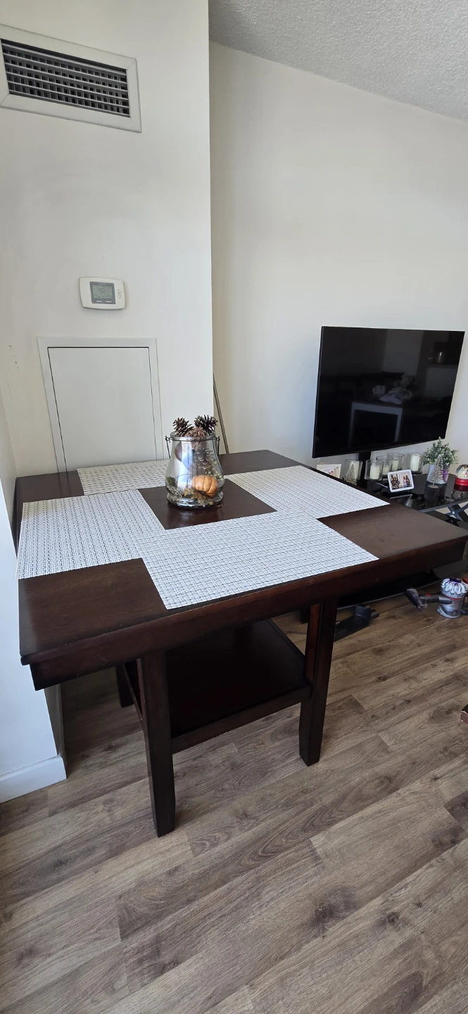 Dark Brown Wooden Dining Table with 4 chairs
