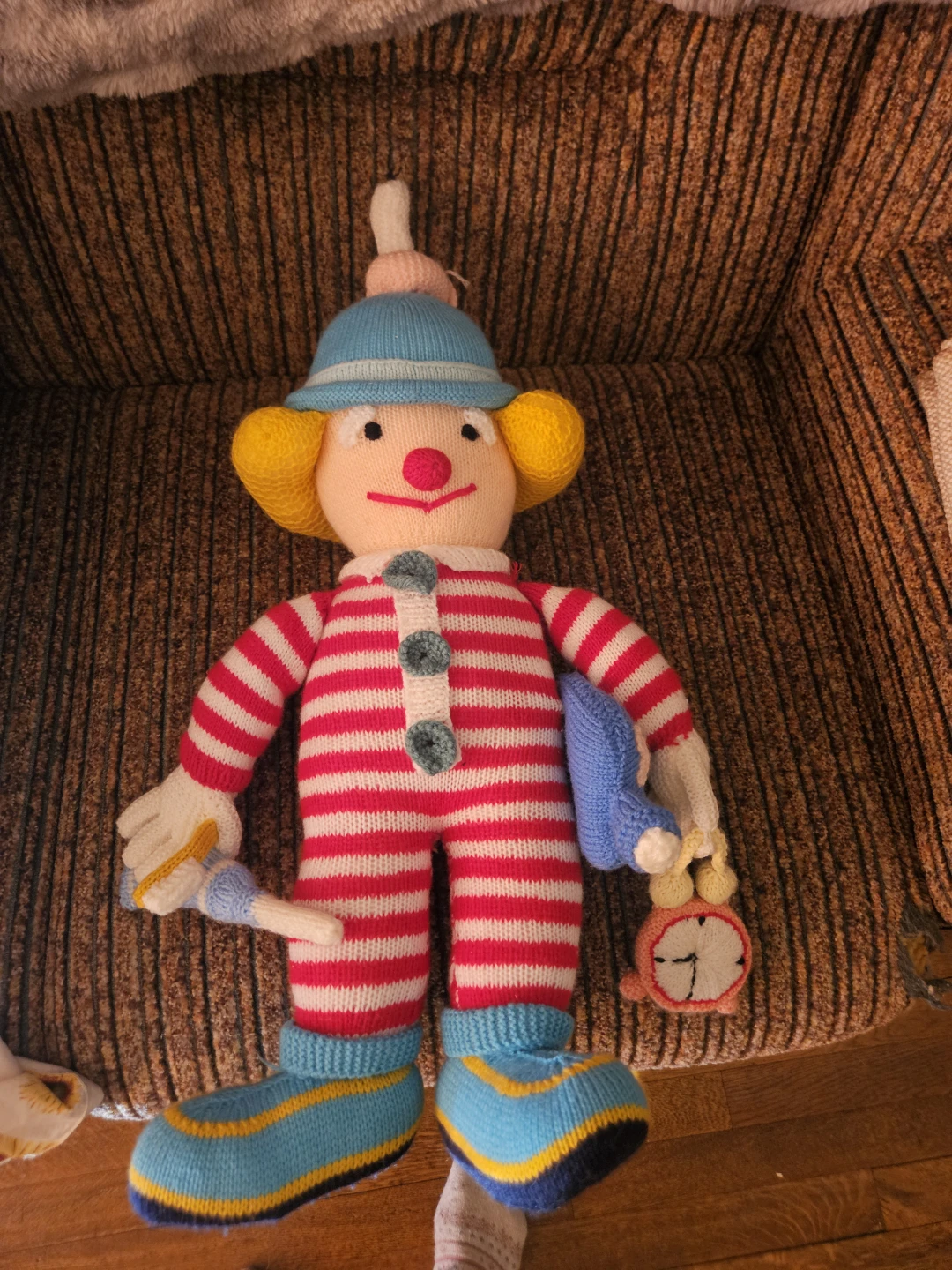 Knitted Clown Doll with Accessories