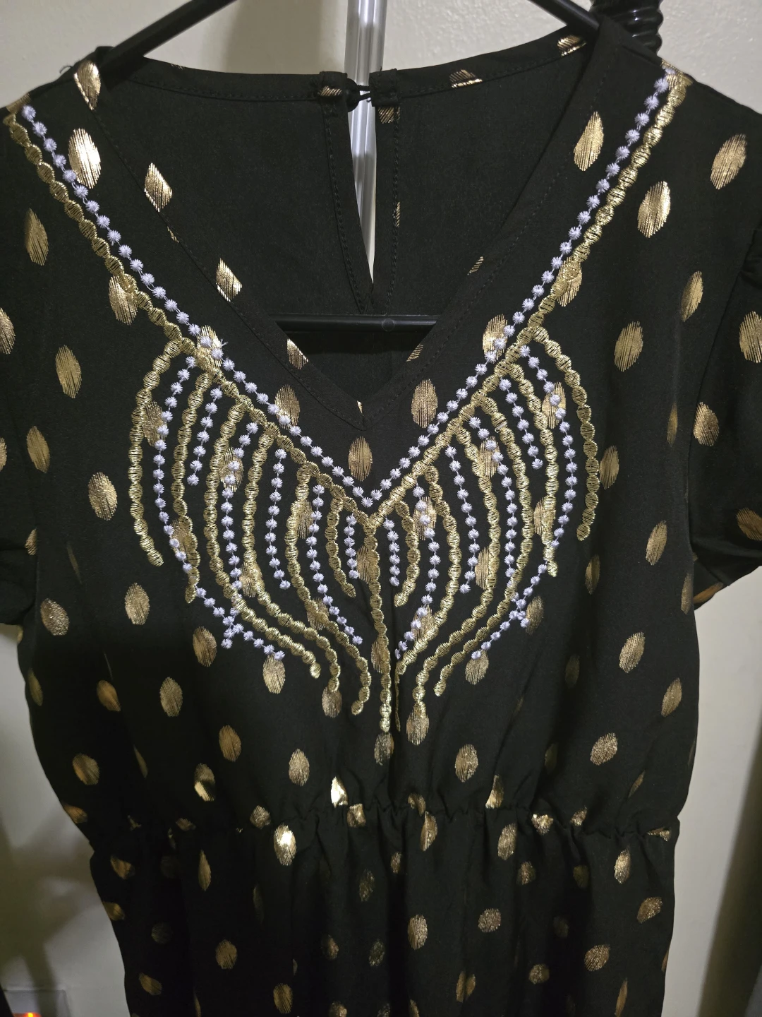 Girls Black Gold Polka Dot Embellished Dress - photo 2