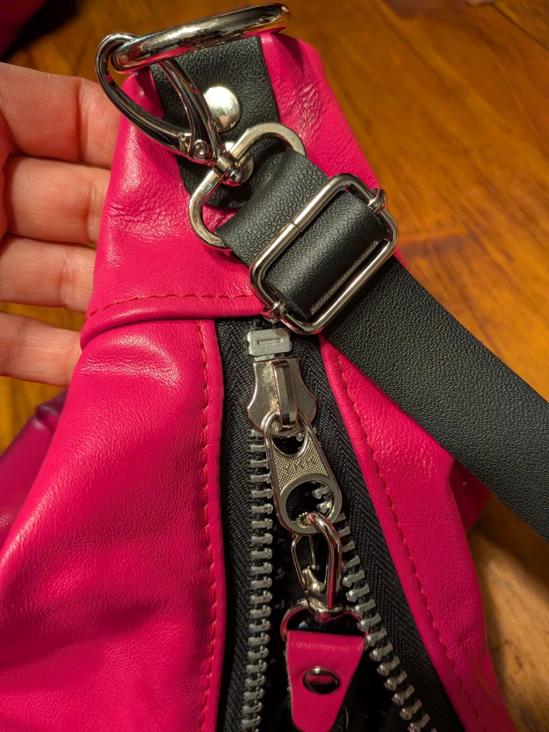 Hot Pink Crescent Shoulder Bag with Tassel Detail - photo 3