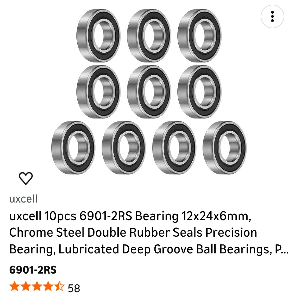 Set of 9 uxcell 6901-2RS Ball Bearings - photo 3