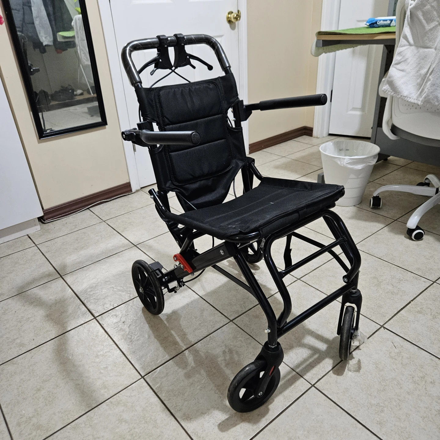 Black Lightweight Transport Wheelchair