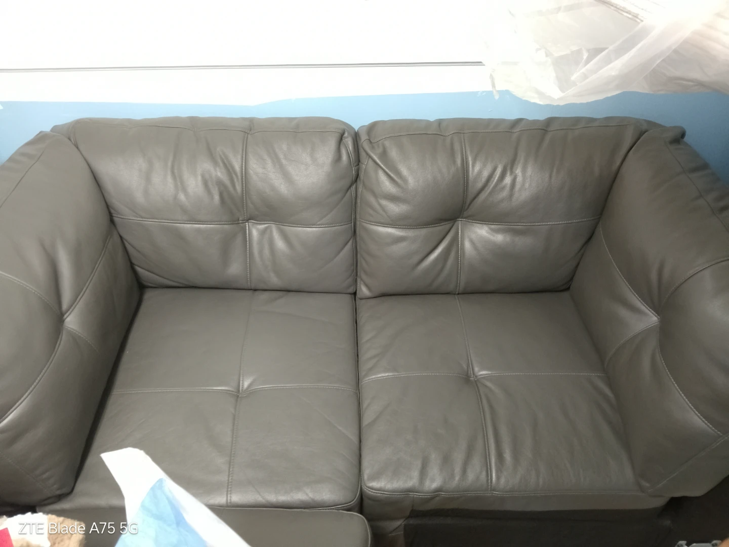 Grey Leather Sofa - photo 3