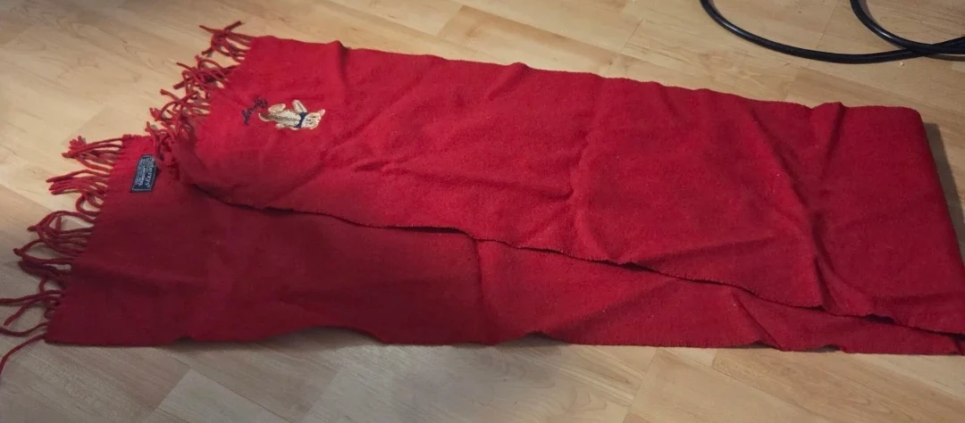 Burberrys of London Red Lambswool Scarf with Teddy Bear - photo 3