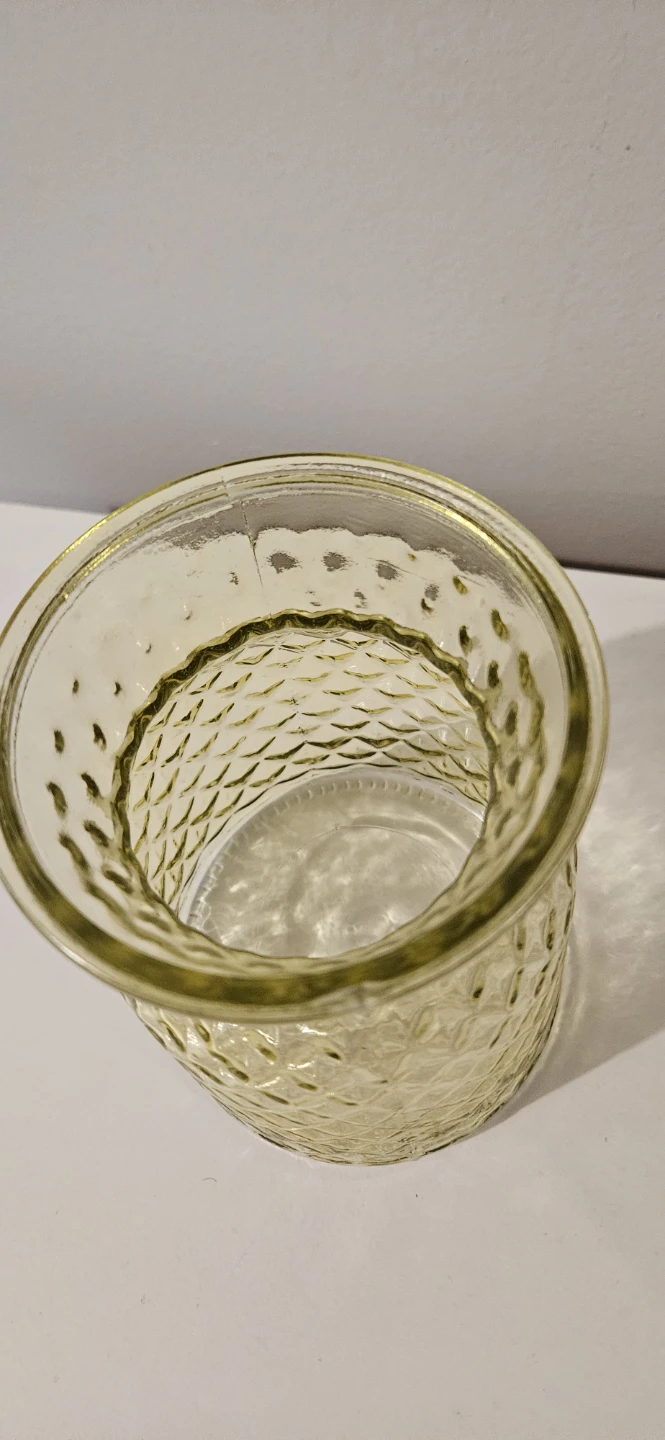 🥕 Yellow Glass diamond cut vase - photo 2