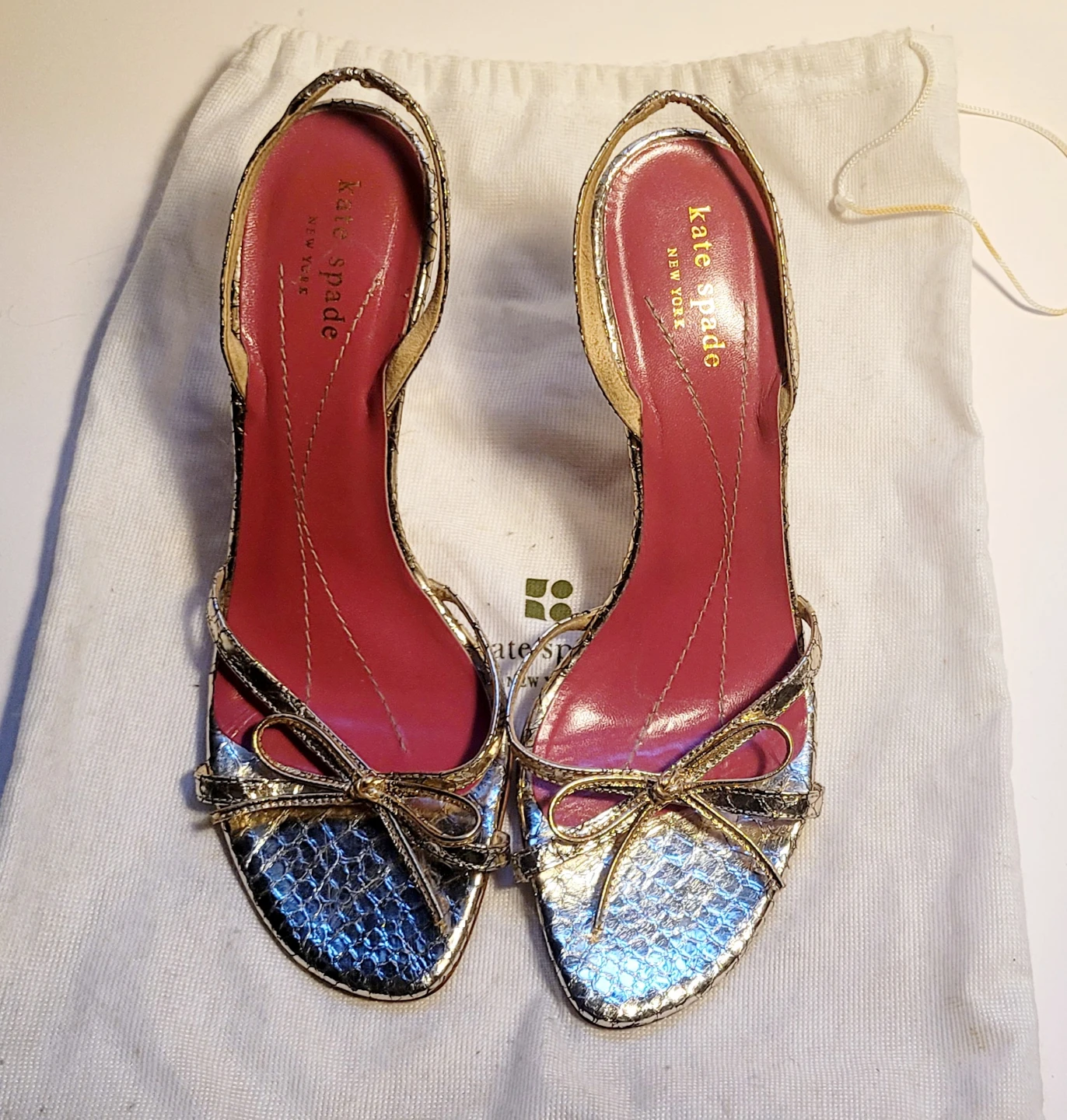 Kate Spade Gold Slingback Heels Size 7.5 - photo 2