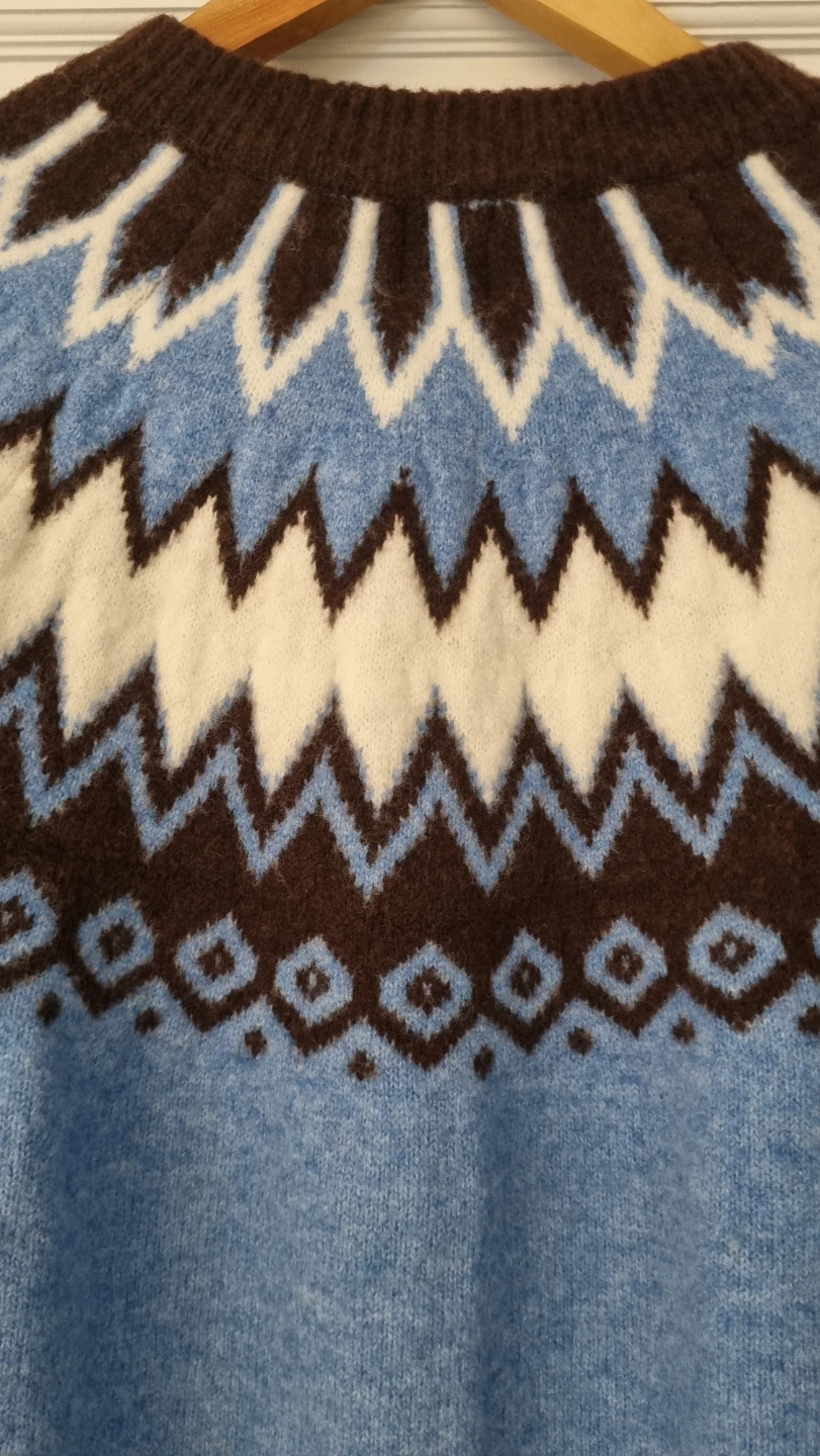 Blue Fair Isle Cardigan Sweater - photo 3