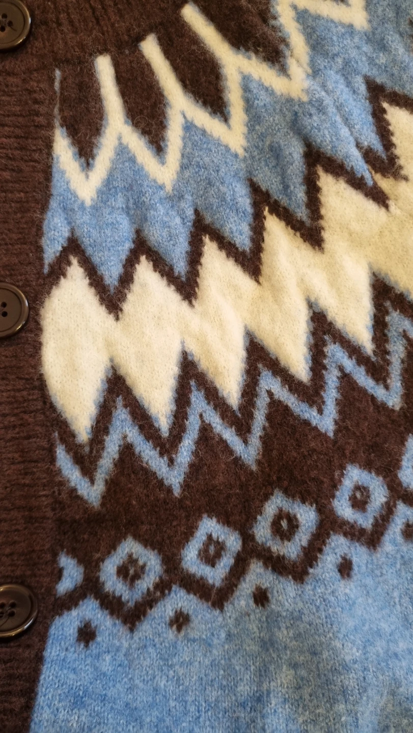 Blue Fair Isle Cardigan Sweater - photo 4