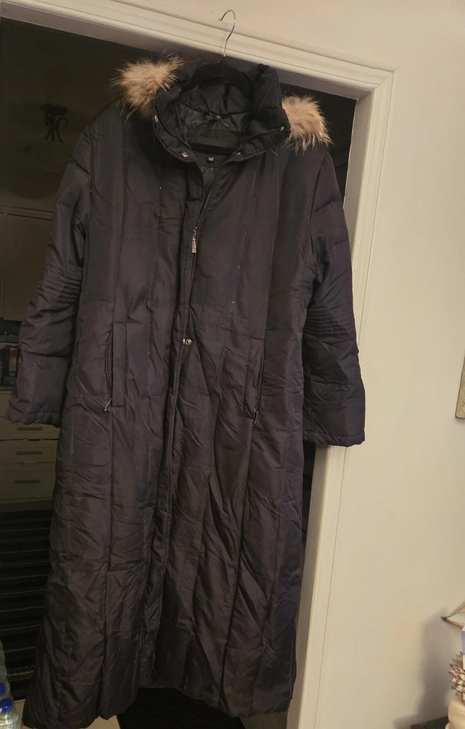 London Fog Women's Black Puffer Coat with Fur Hood