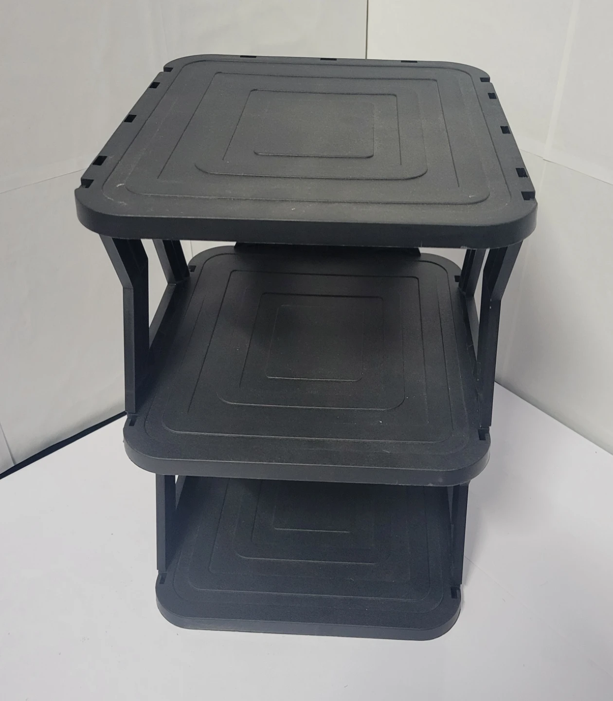 Black 2-Tier Plastic Storage Shelf Unit - photo 2