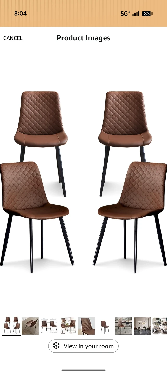 Brown Dining Chair with Metal Legs - Set of 4 - photo 2