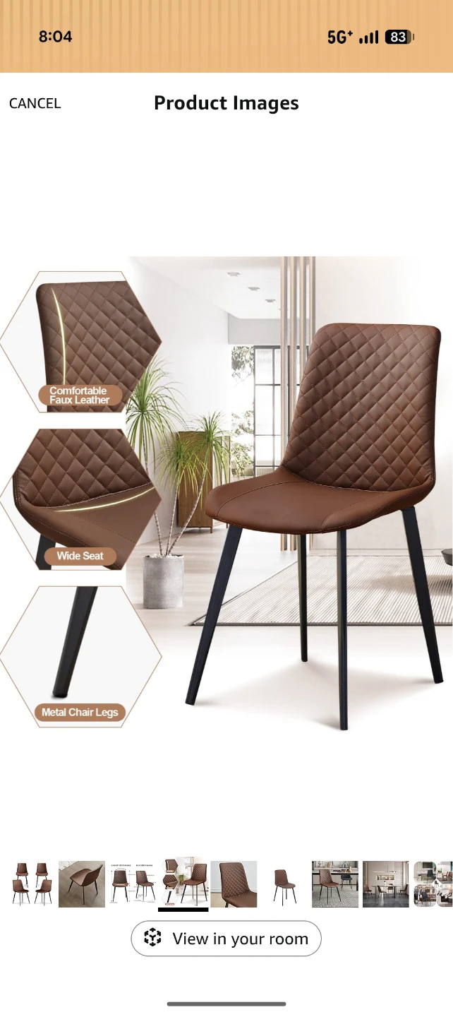 Brown Dining Chair with Metal Legs - Set of 4 - photo 5