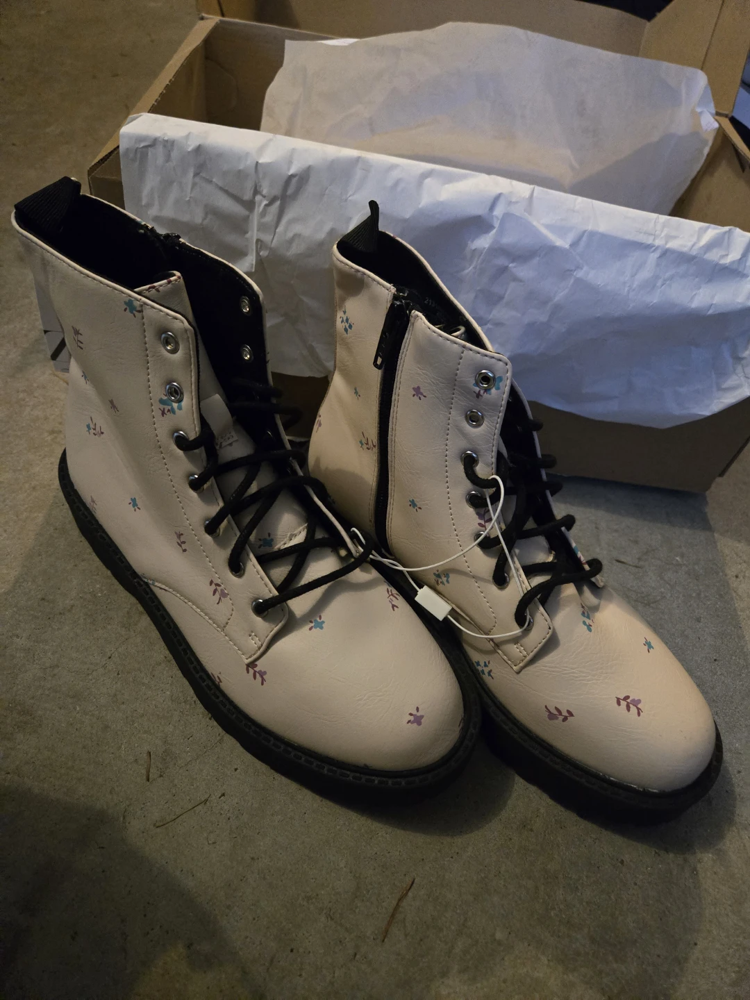 ZARA Beige Floral Combat Boots Size 37 - photo 2