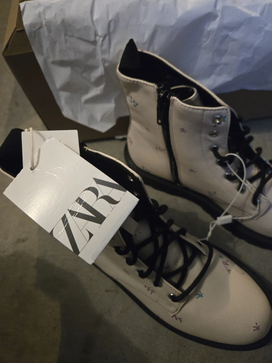 ZARA Beige Floral Combat Boots Size 37 - photo 4