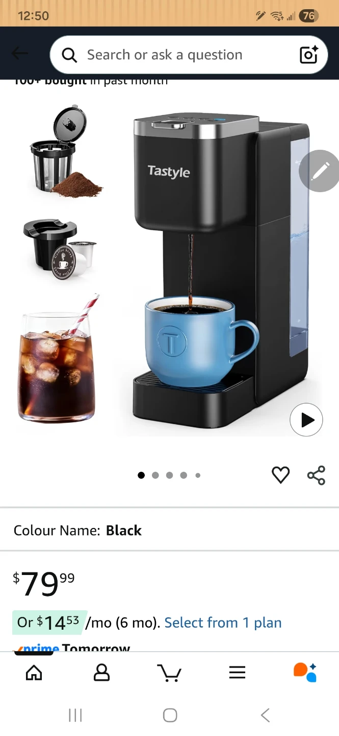 Tastyle Single Serve Coffee Maker - Black - photo 2