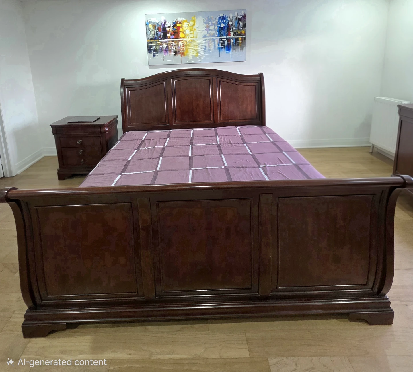 King bed with mattress from brick. Solid Wood