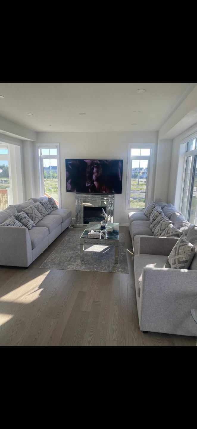 Grey Sectional Sofa with Accent Pillows
