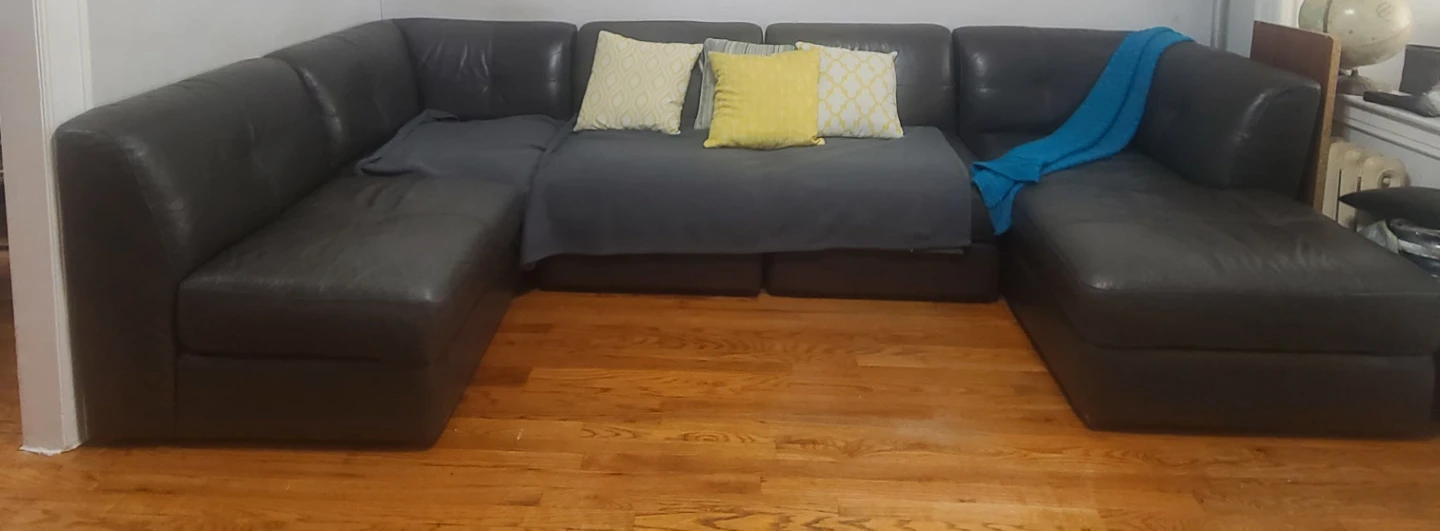 Dark Gray Leather Sectional Sofa