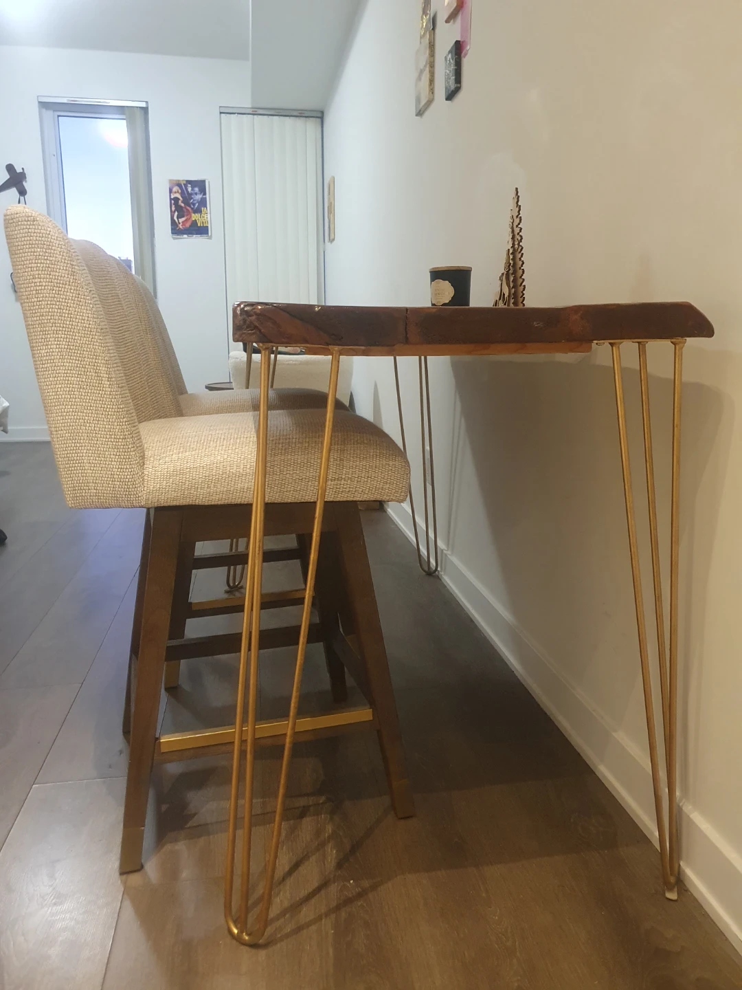 Set of table and 2 Swivel Grey Bar Stools - photo 3