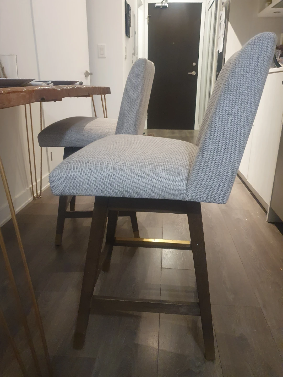 Set of table and 2 Swivel Grey Bar Stools - photo 4