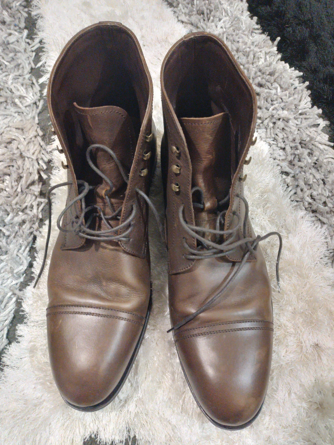 Carmina Leather Cap Toe Lace-Up Boots