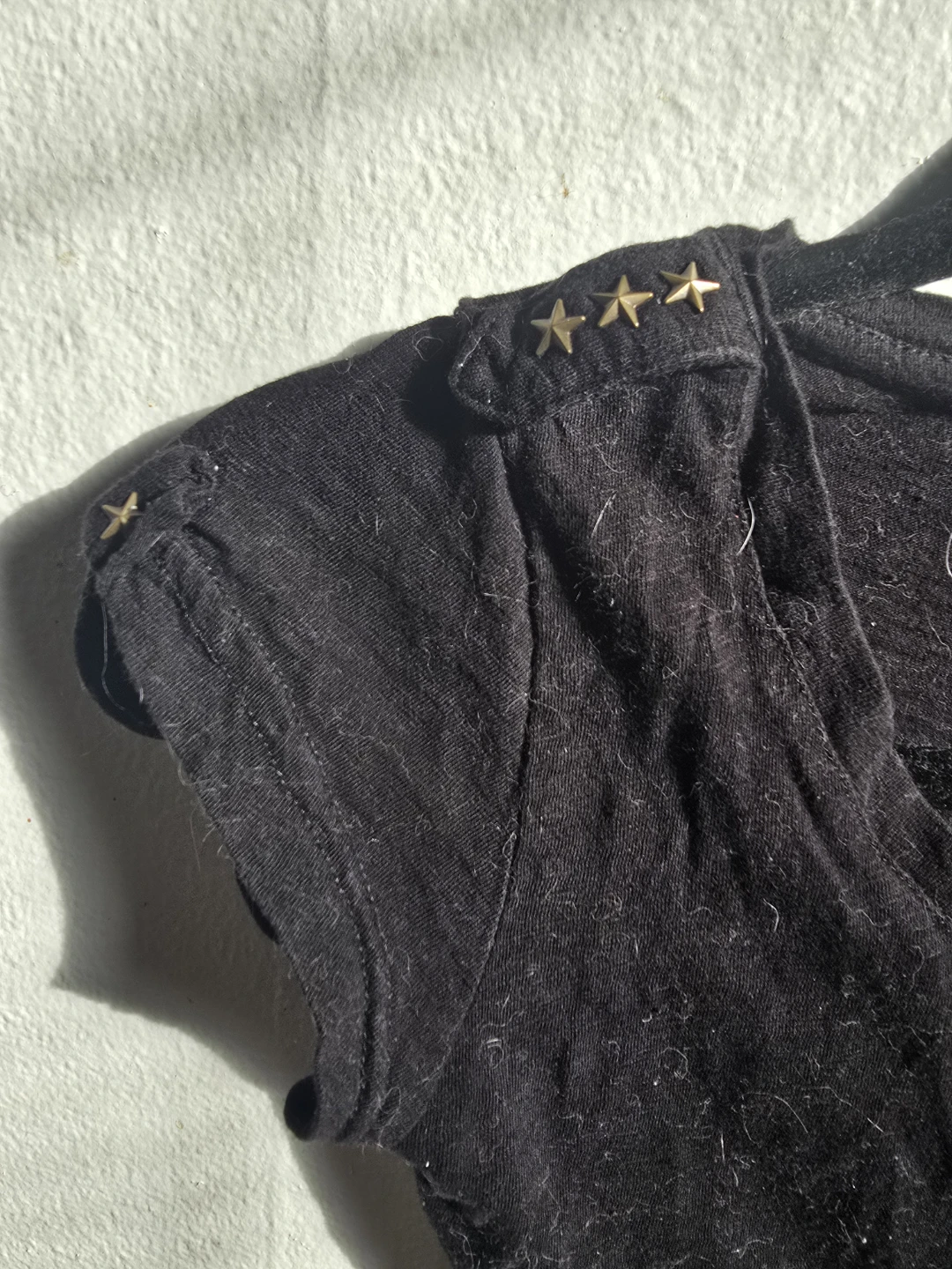 Black T-shirt with Star Embellishments - photo 2