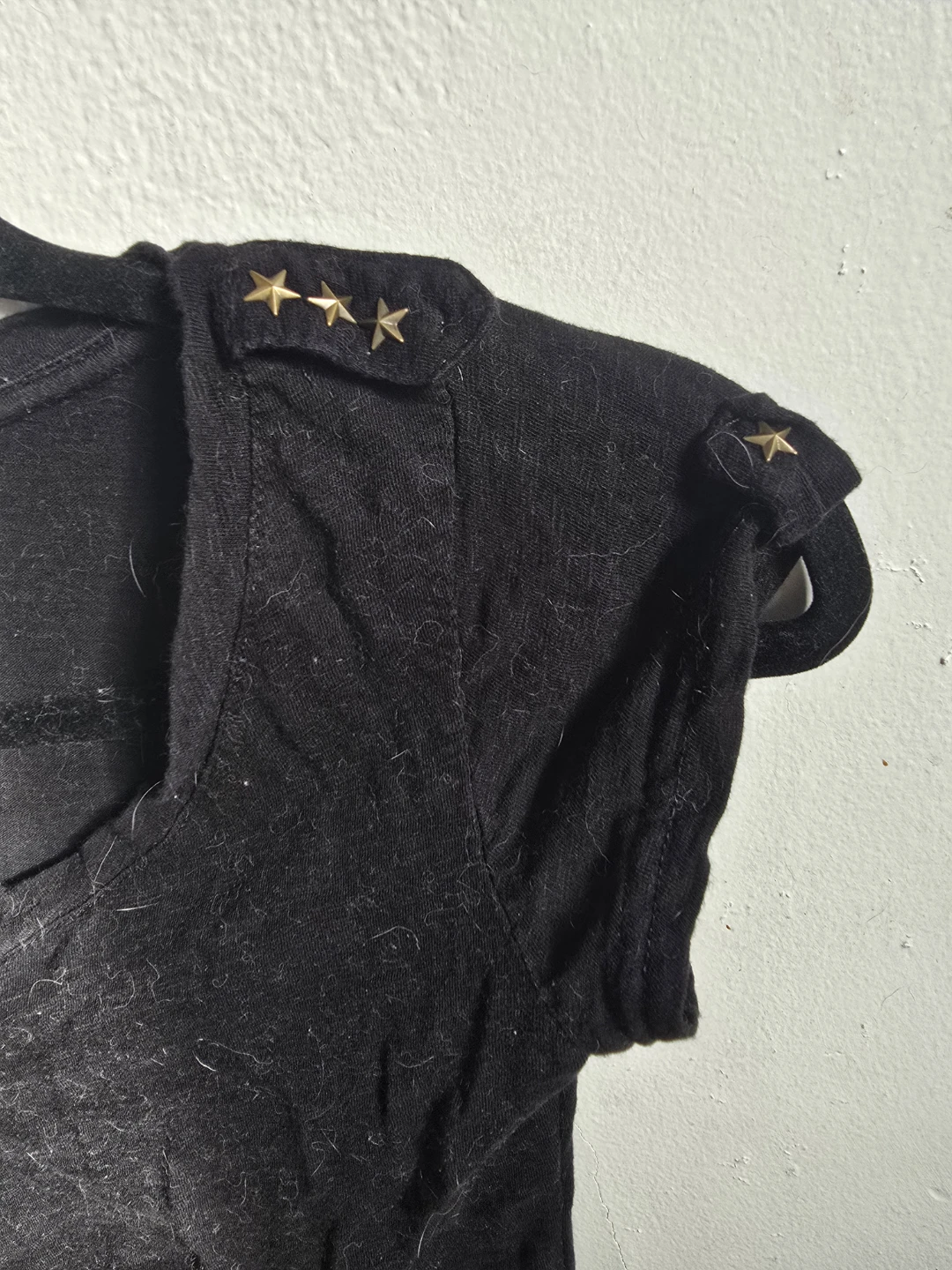 Black T-shirt with Star Embellishments - photo 3