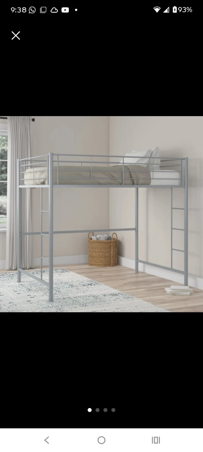 Metal Loft Bed Twin Size Silver