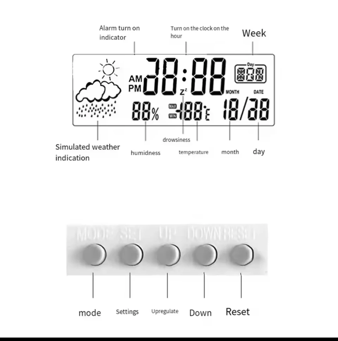LED Alarm Clock with Calendar and Day of the Week - photo 3