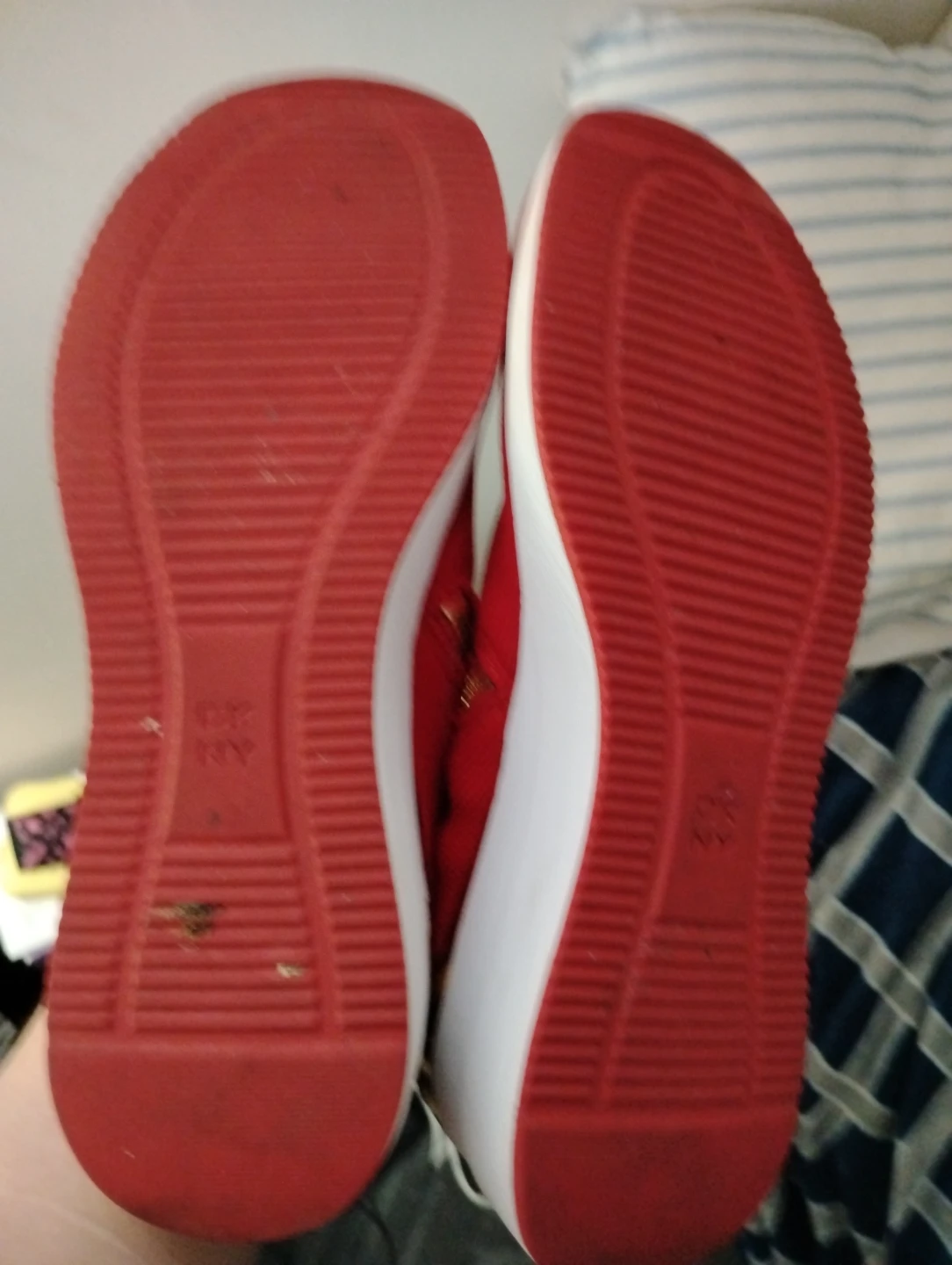 DKNY Red Zip-Up Wedge Sneakers - photo 2