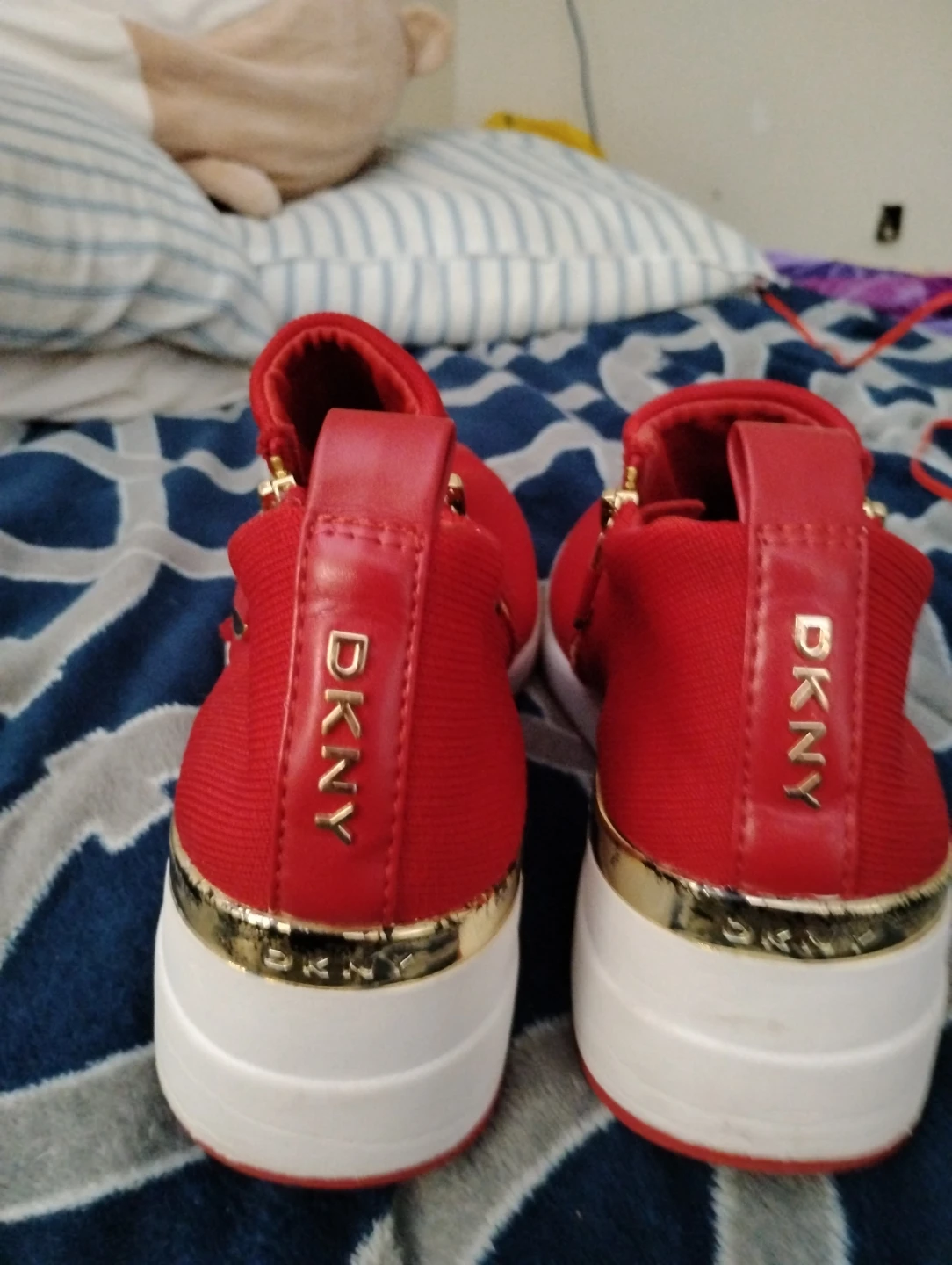 DKNY Red Zip-Up Wedge Sneakers - photo 3