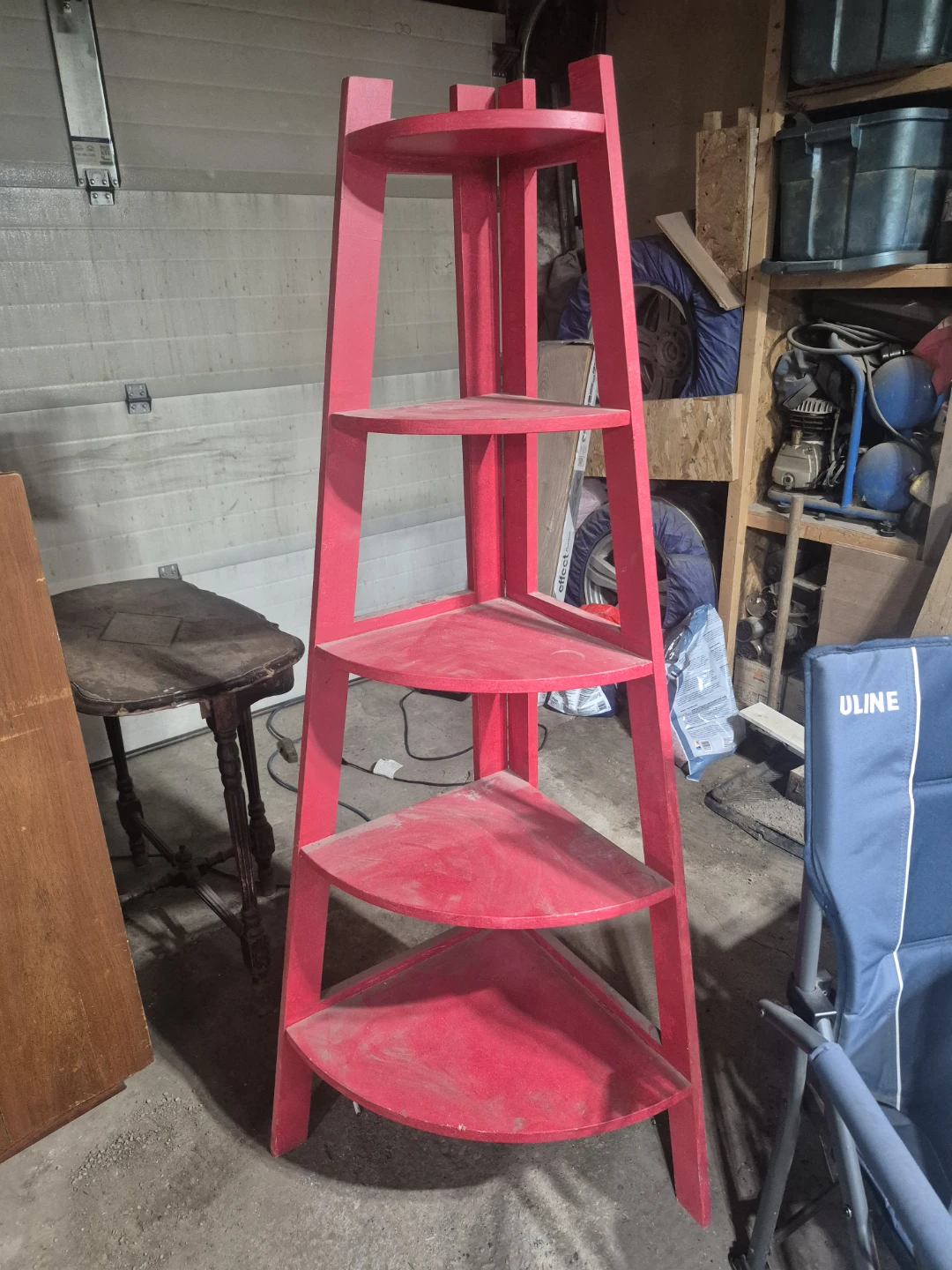 Red Corner Shelf Unit