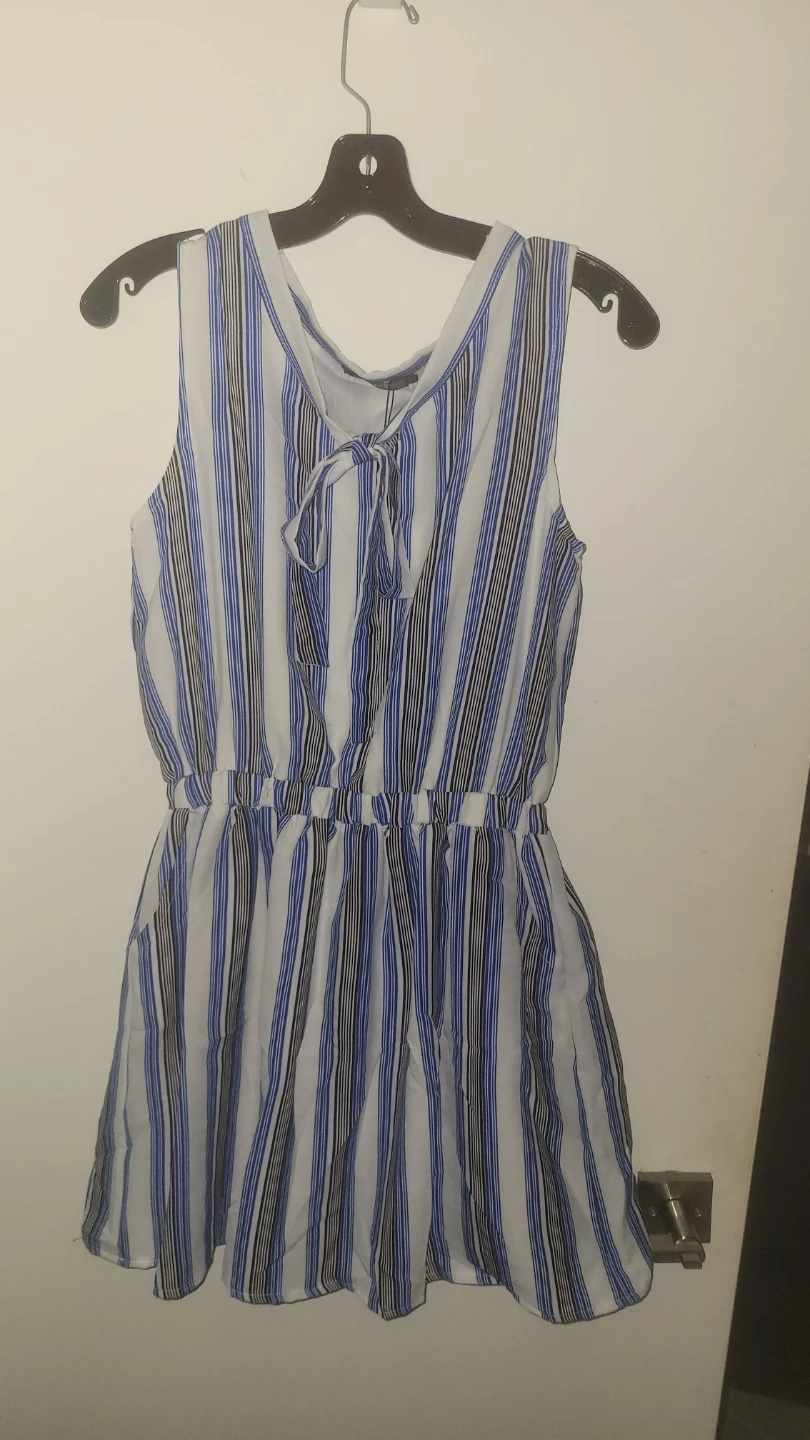 Blue Striped Sleeveless Romper - photo 2
