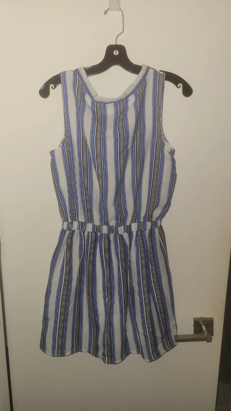 Blue Striped Sleeveless Romper - photo 3