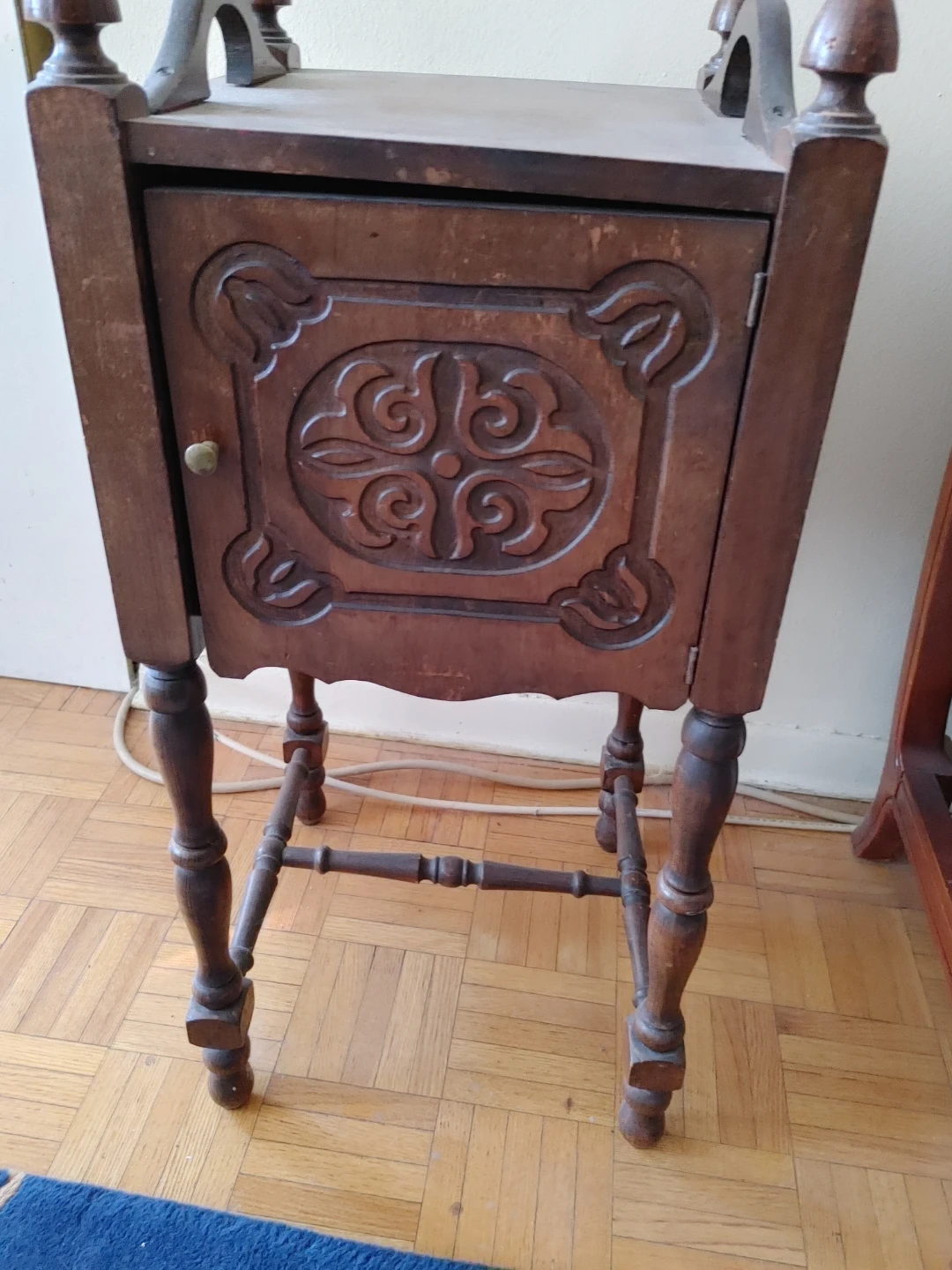 Antique Wooden Side Table with Drawer