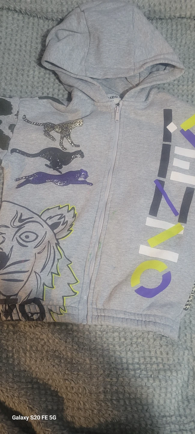 Kenzo Kids Grey Tiger & Cheetah Zip-Up Hoodie