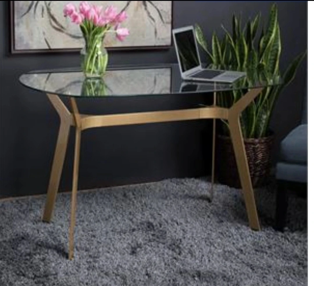 Glass Top Dining Table with Gold Legs - photo 2